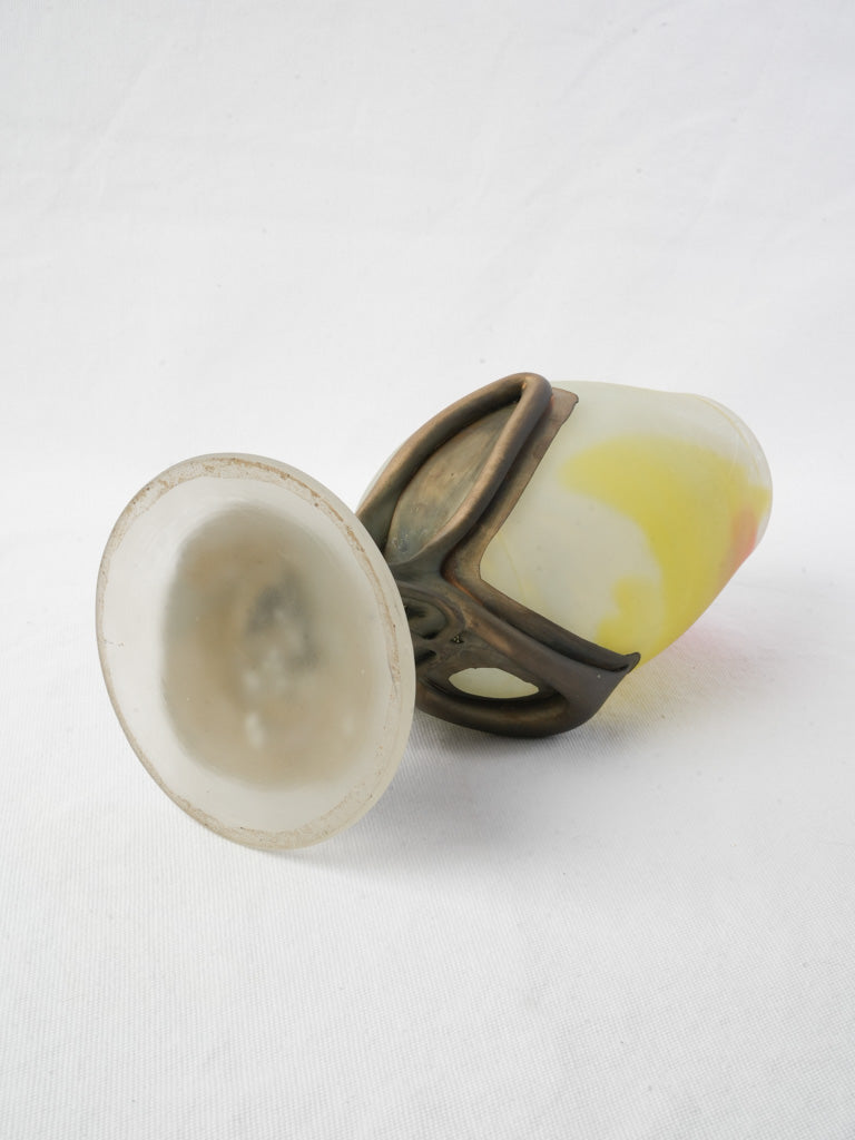 Distinctive yellow frosted glass vase