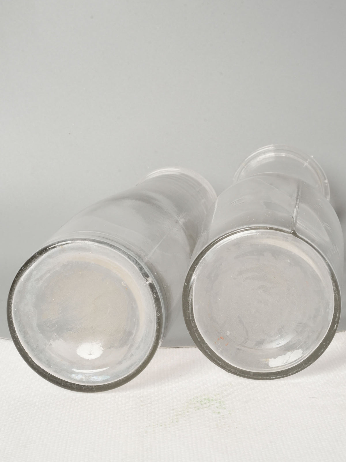 Pair of Vintage Clear Glass Carafes 9¾"