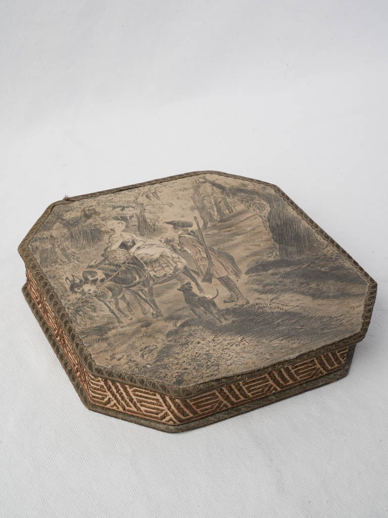 Antique octagonal cartonnage treasure box