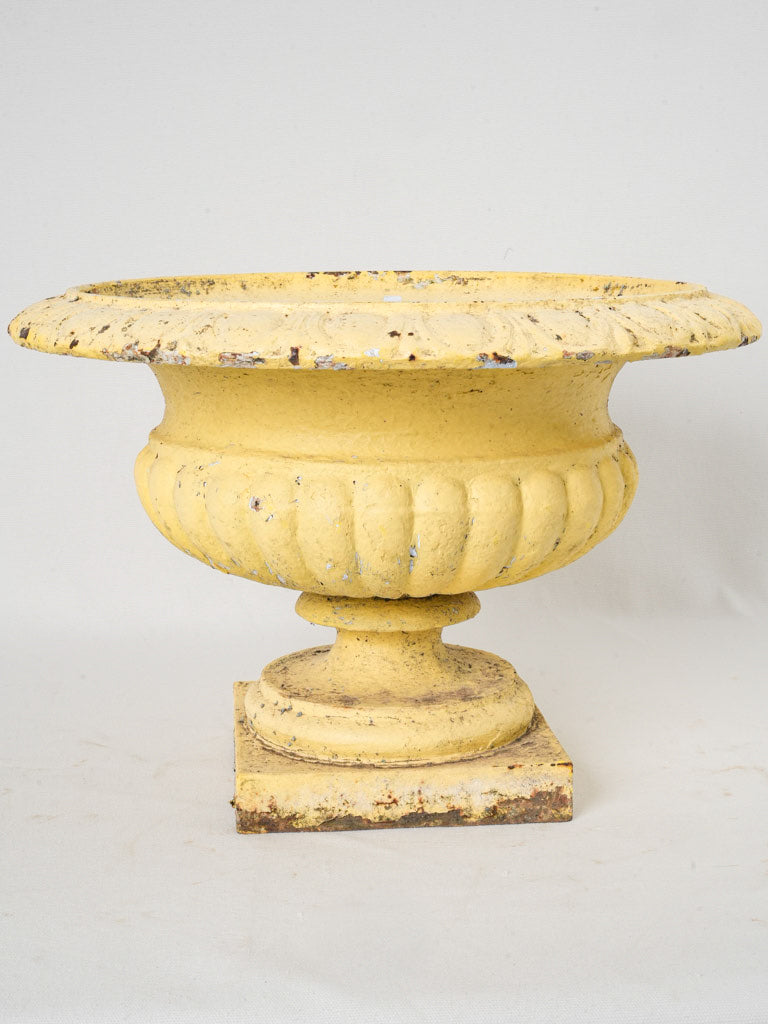Late 19th-Century Yellow Cast-Iron Campana Planter - 13"