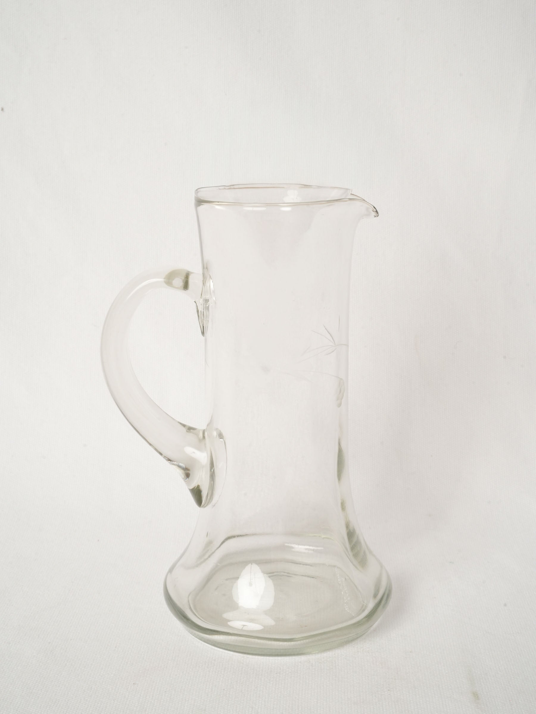 Antique French Blown Glass Cider Pitcher 11"