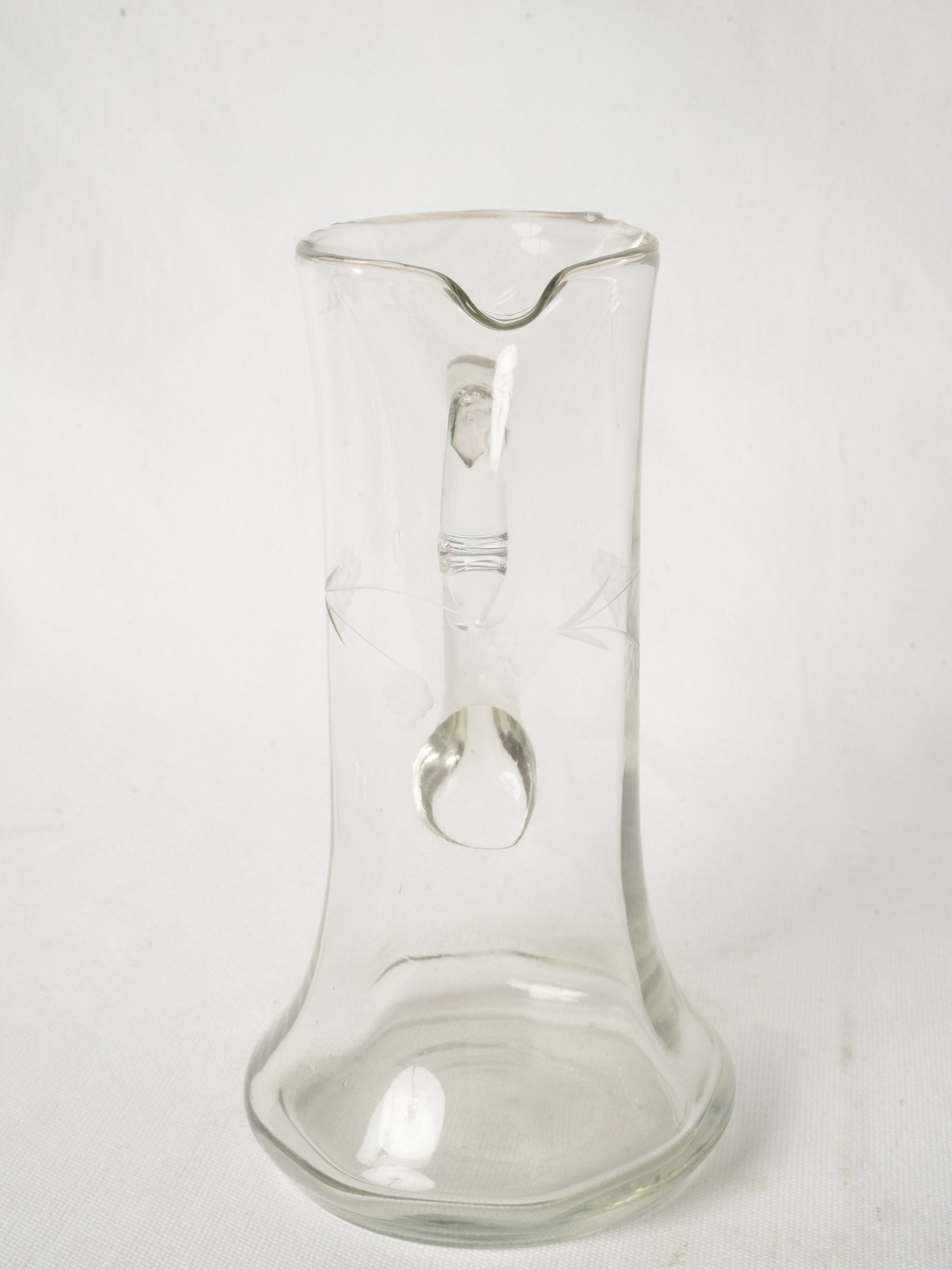 Antique French Blown Glass Cider Pitcher 11"