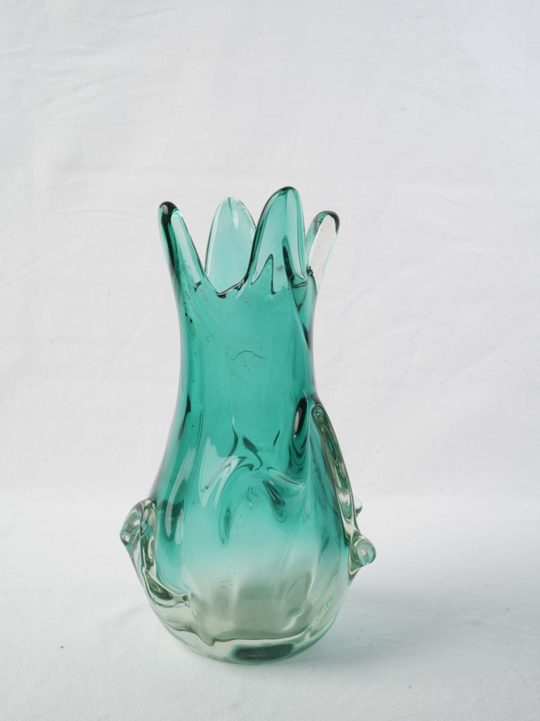 Mid-century aqua-turquoise art vase