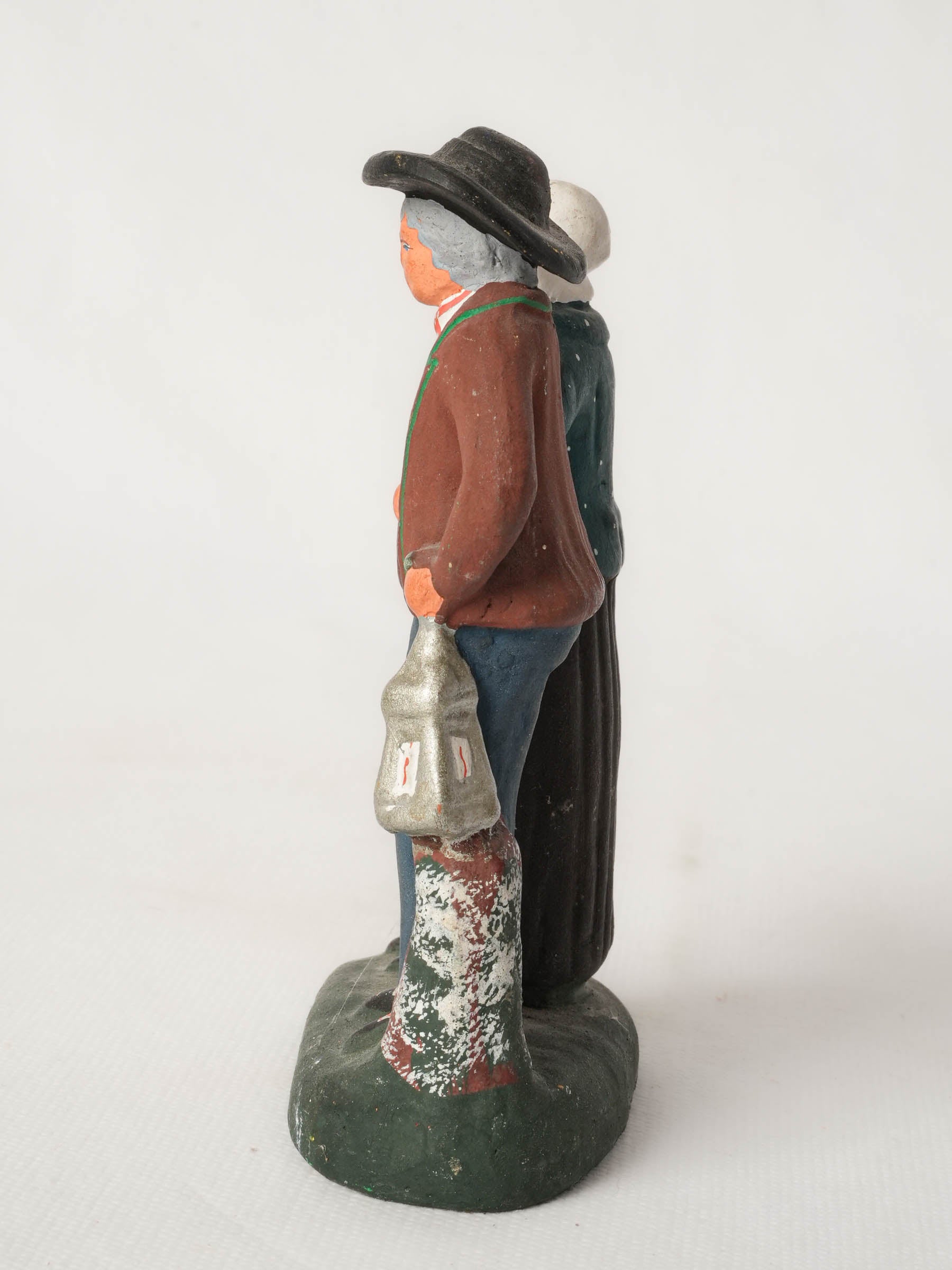 Vintage Terracotta Santon Couple from Provence 5"
