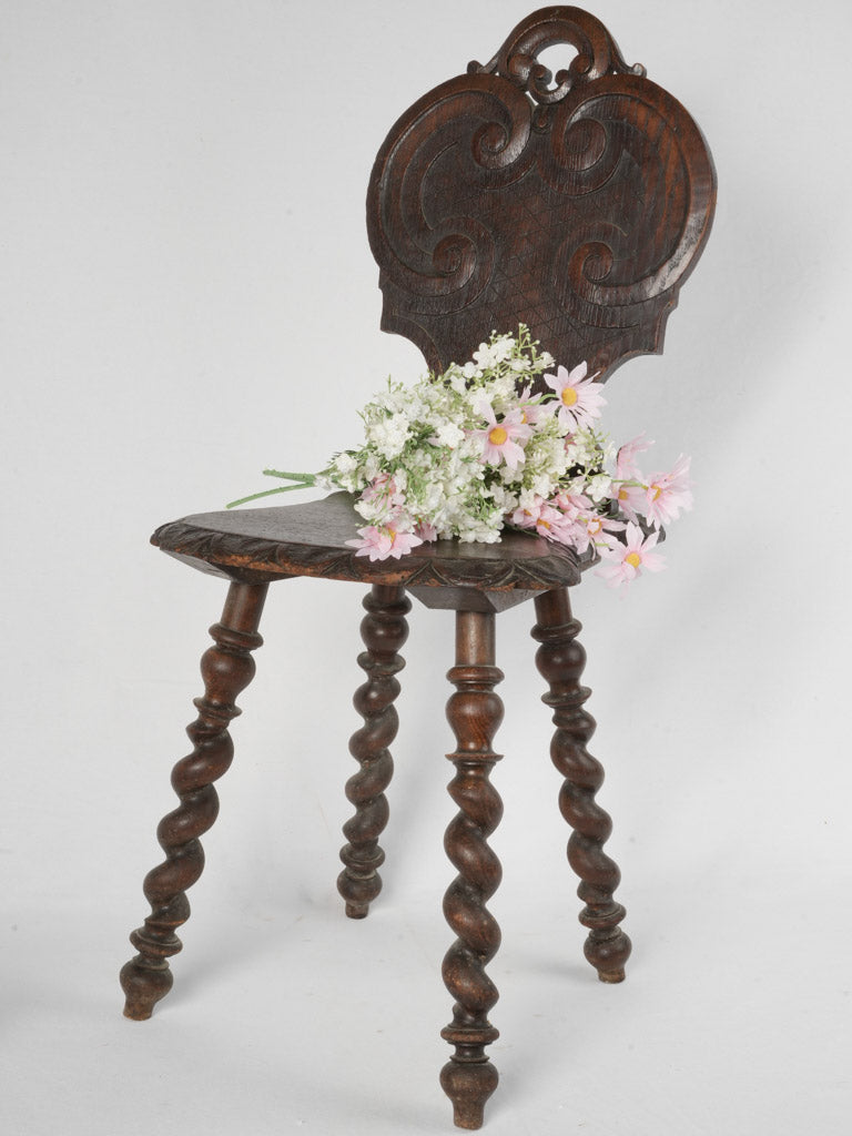 Rustic late 19th century spiral-leg chair