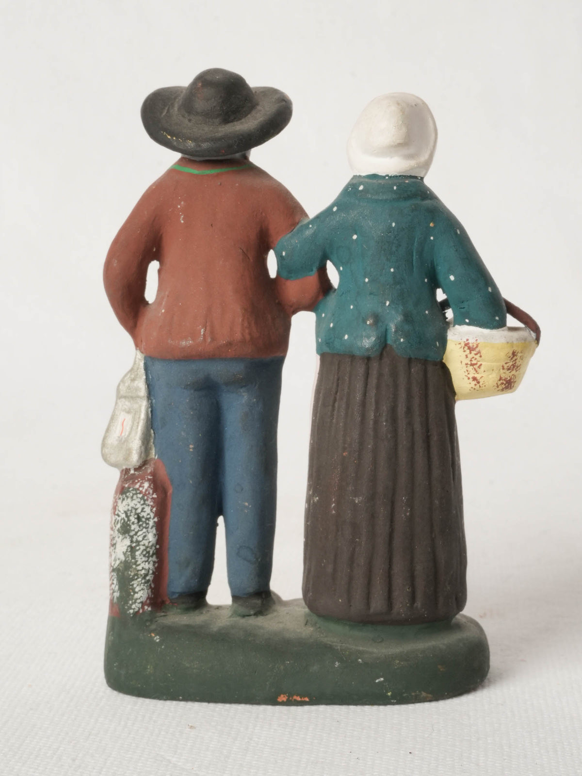 Vintage Terracotta Santon Couple from Provence 5"