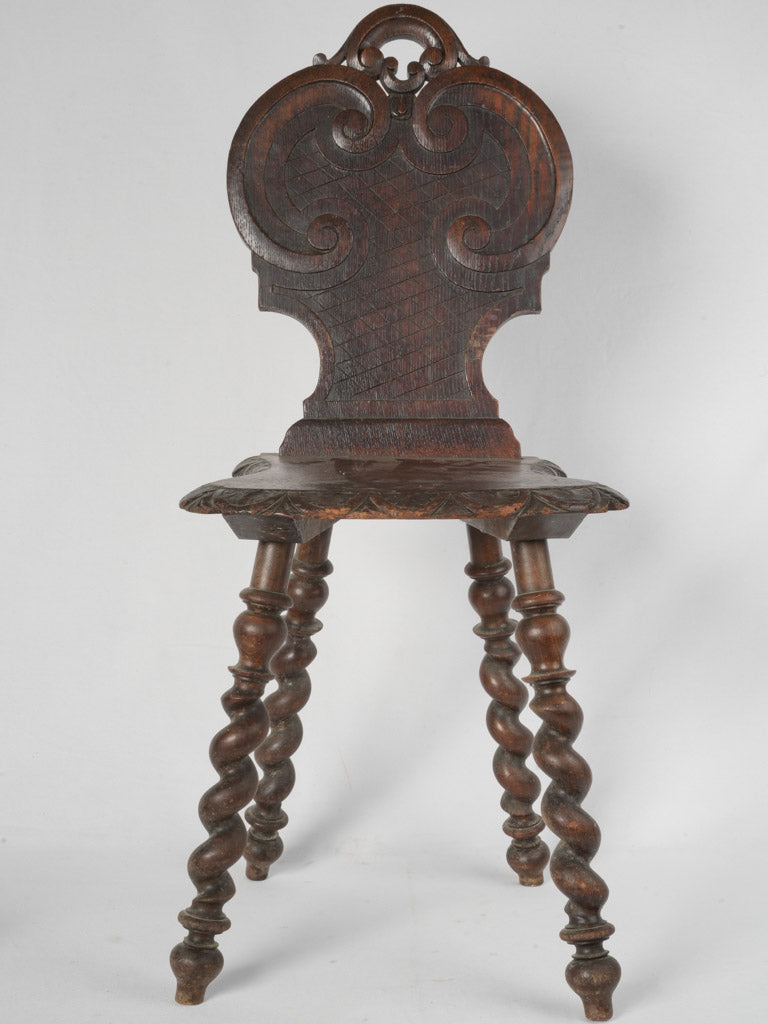 Intricate rustic oak mountain seat