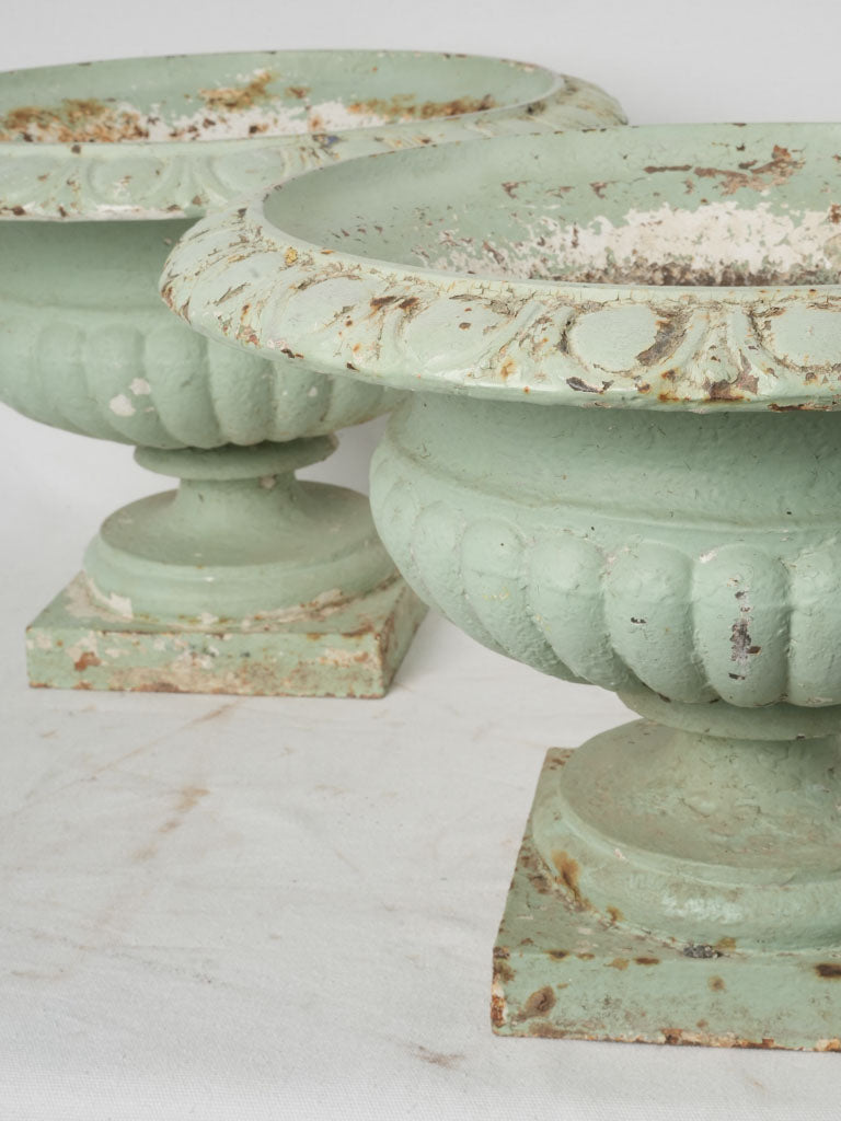 Timeworn cast-iron decorative planters