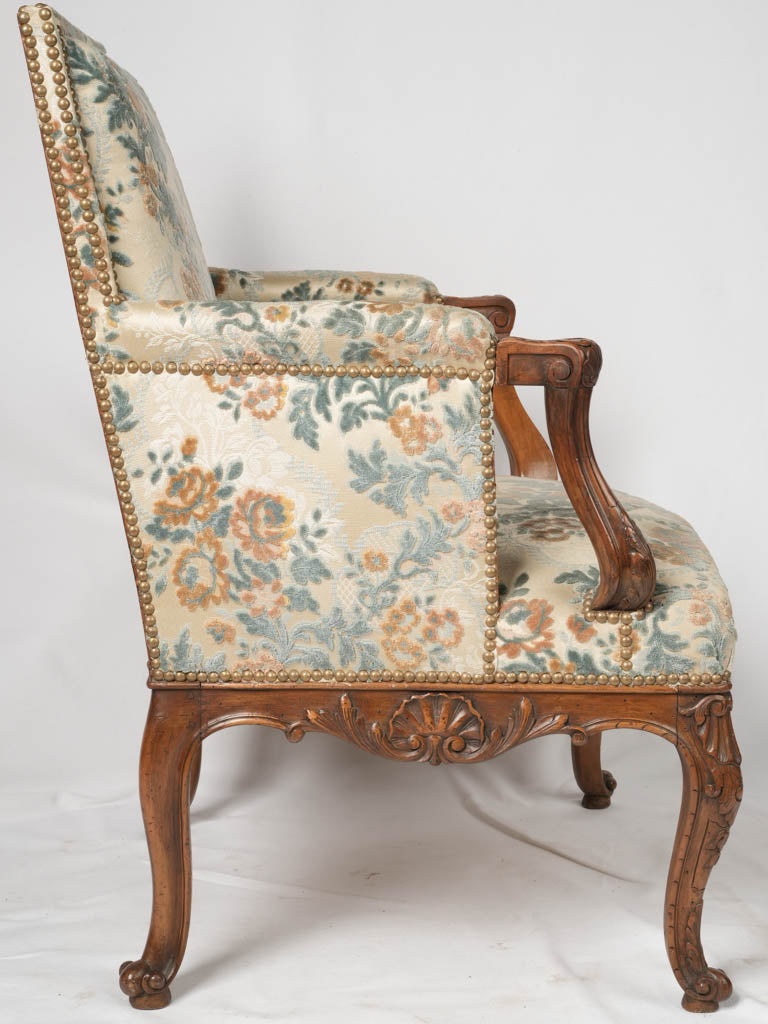 Lovely French armchair in blue and beige