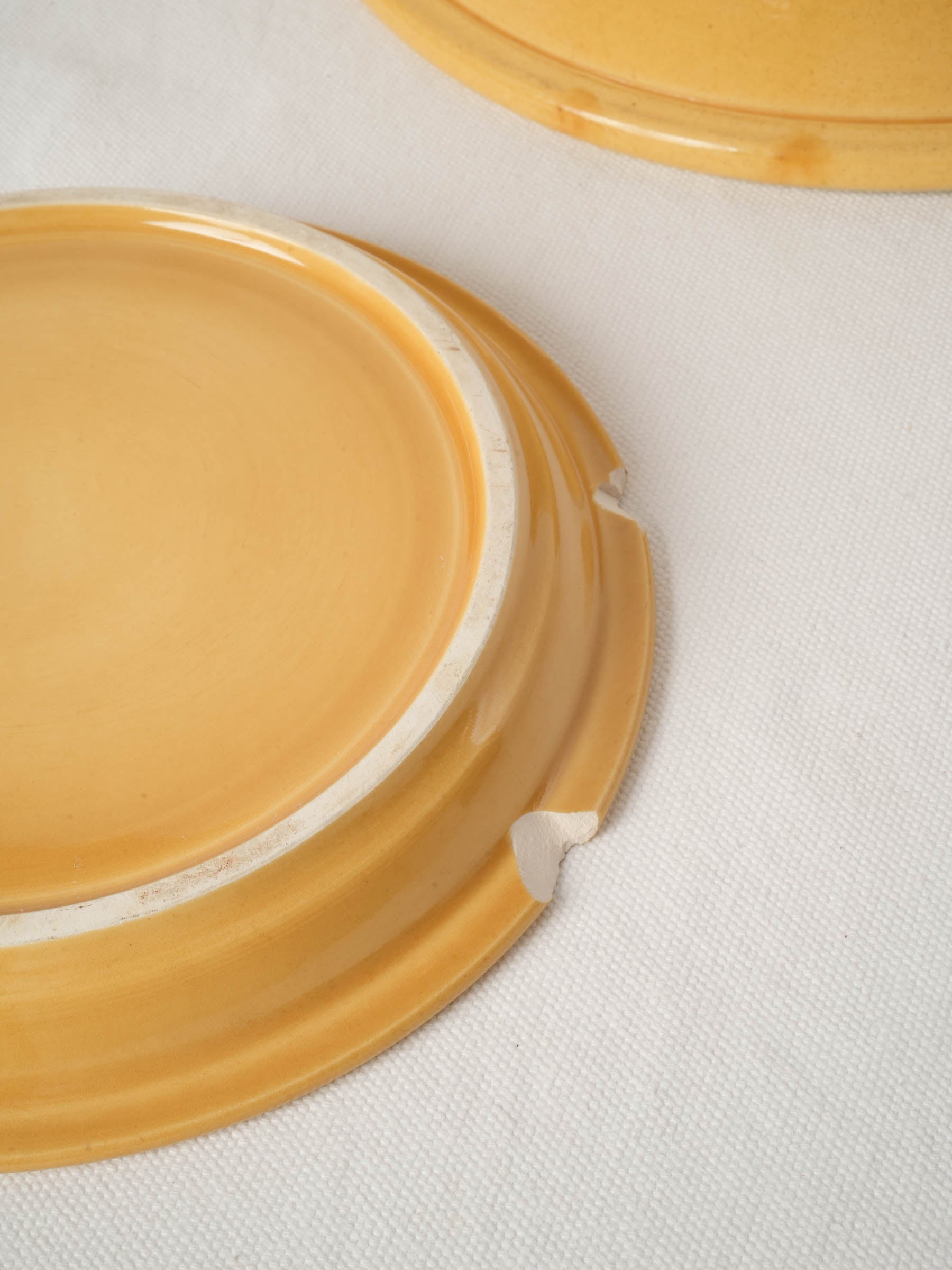 Vintage Yellow Ceramic Berry Colander with Saucer from Vallauris