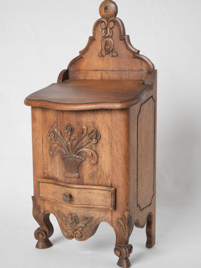 Vintage Louis XV-style walnut salt box