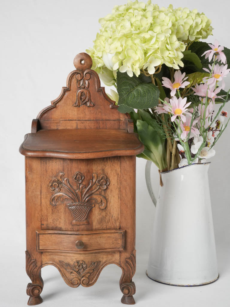Provençal floral carved salt storage box