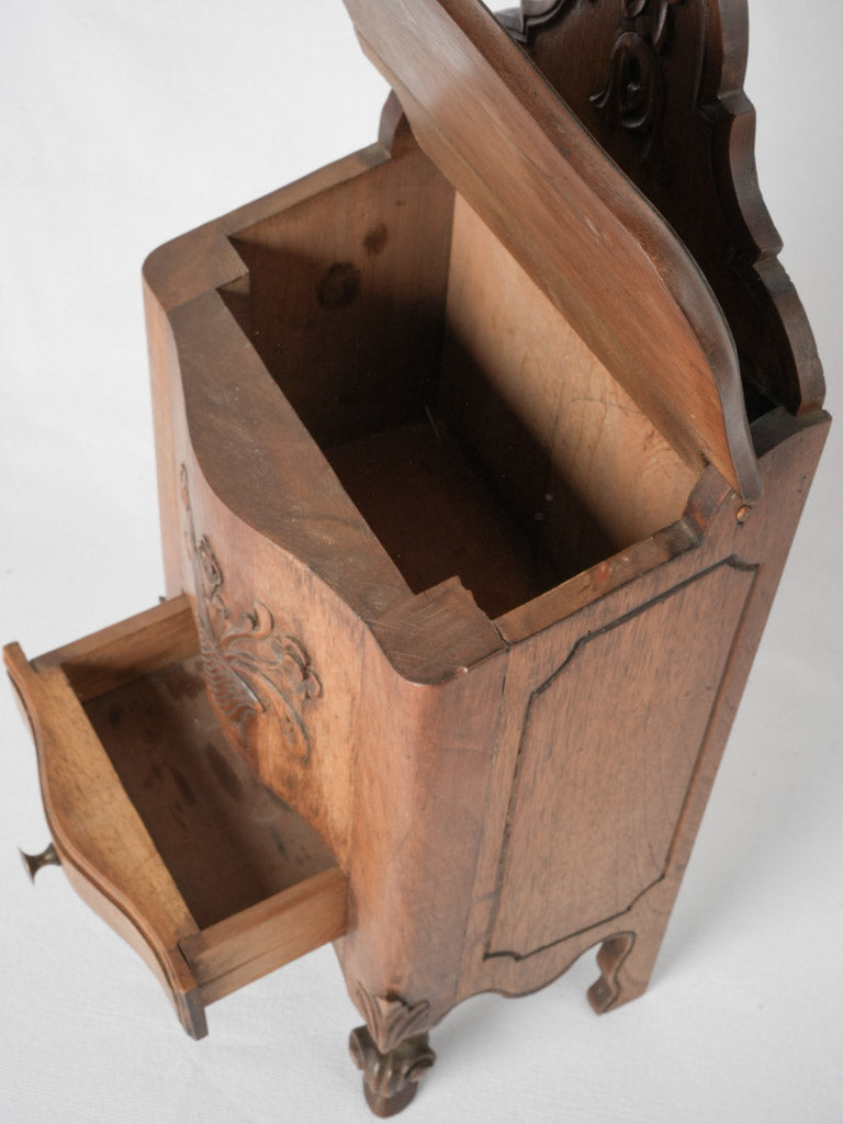 Vintage French walnut salt box