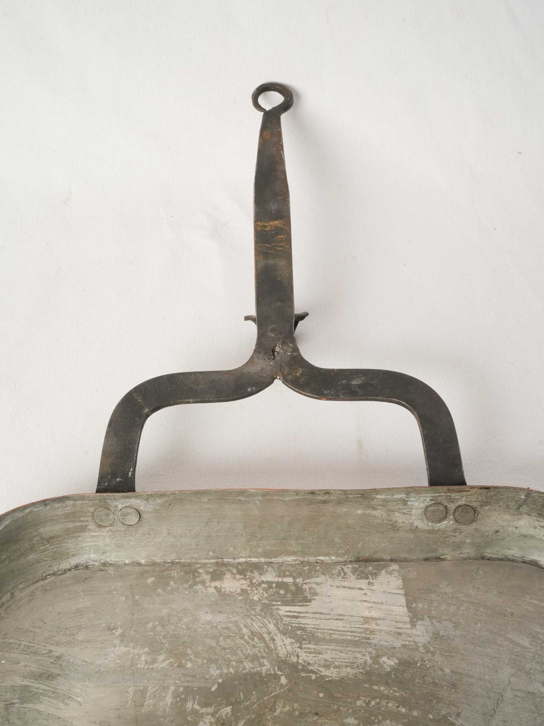 Antique French Copper Lèchefrite with Iron Handle