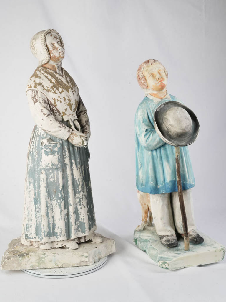 Vintage French religious sculpture set