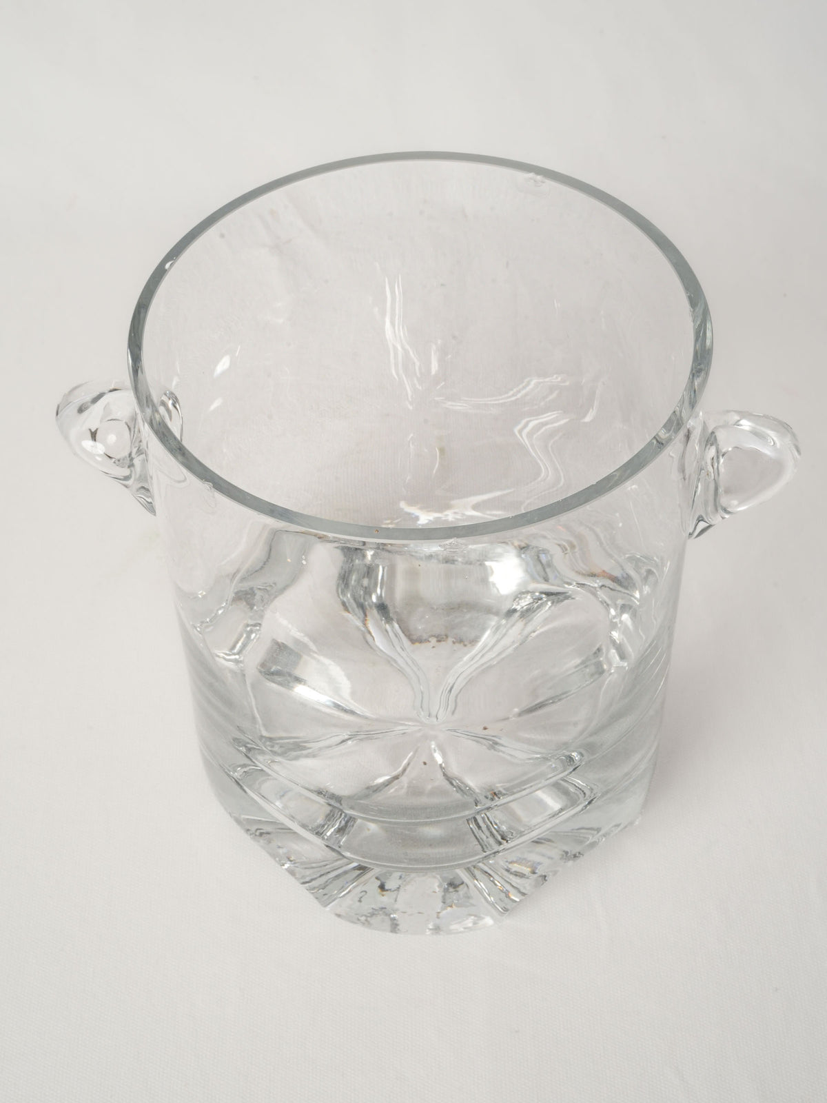Vintage French Glass Ice Bucket with Weighted Base