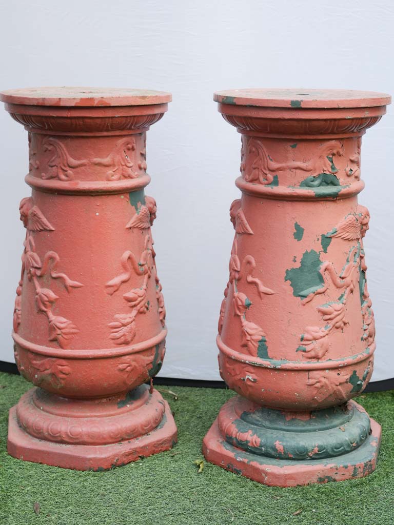 Red patina cast iron pedestals