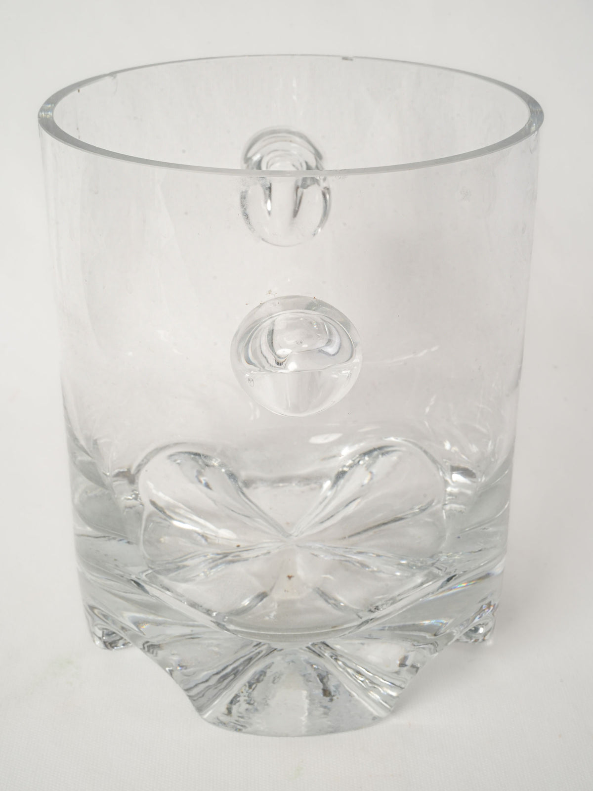 Vintage French Glass Ice Bucket with Weighted Base