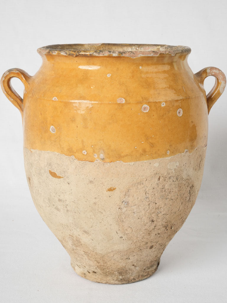 Cool 19th-century half-glazed cooking pot