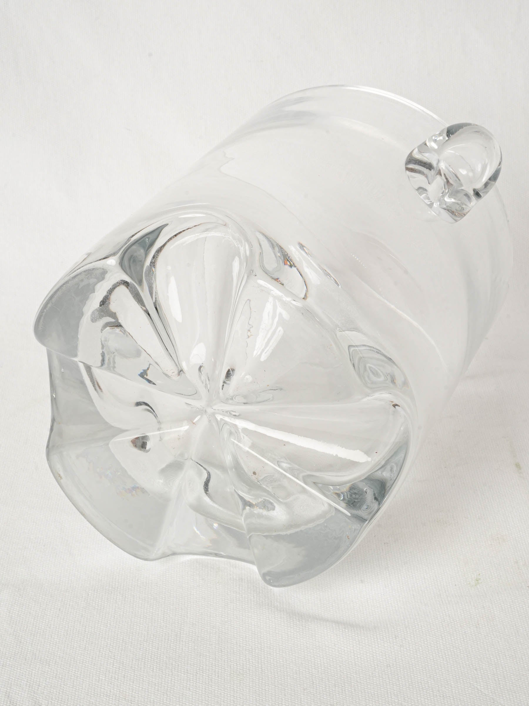 Vintage French Glass Ice Bucket with Weighted Base