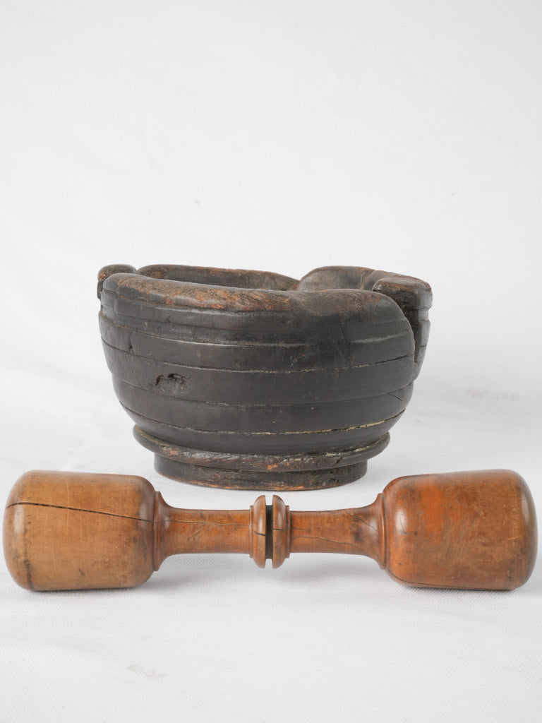 Antique French Wooden Mortar & Pestle 4¾"
