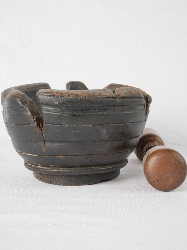 Antique French Wooden Mortar & Pestle 4¾"