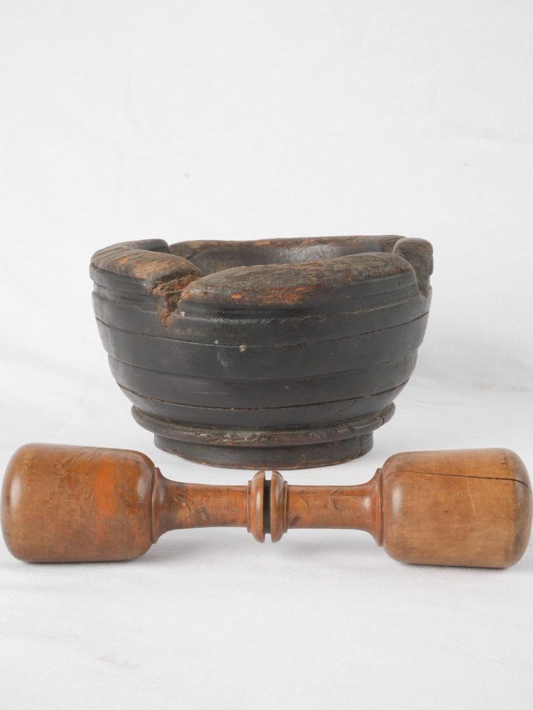 Antique French Wooden Mortar & Pestle 4¾"