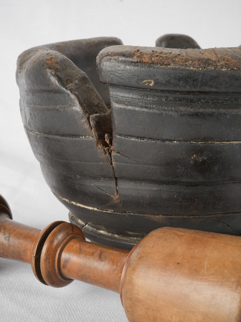 Antique French Wooden Mortar & Pestle 4¾"