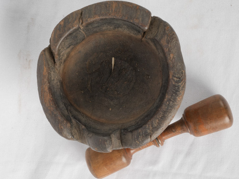 Antique French Wooden Mortar & Pestle 4¾"