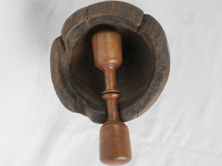 Antique French Wooden Mortar & Pestle 4¾"