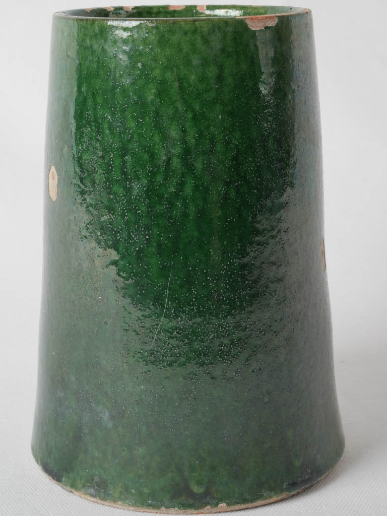 Aged french green ceramic vase