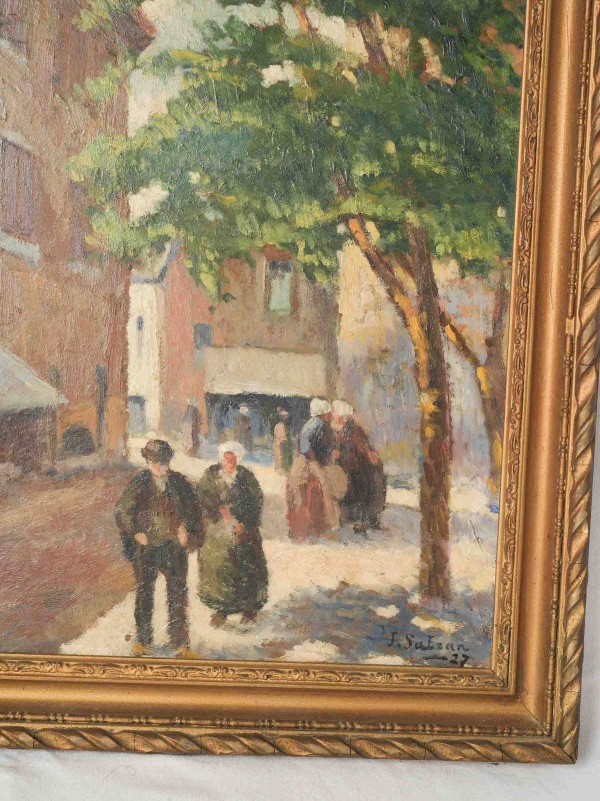 Antique Village Streetscape dated 1927 - 26" x 22½"