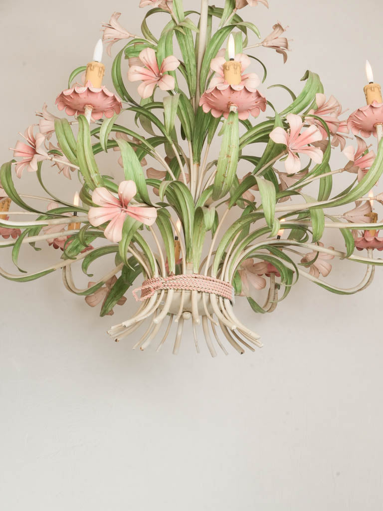Cream and pink botanical chandelier