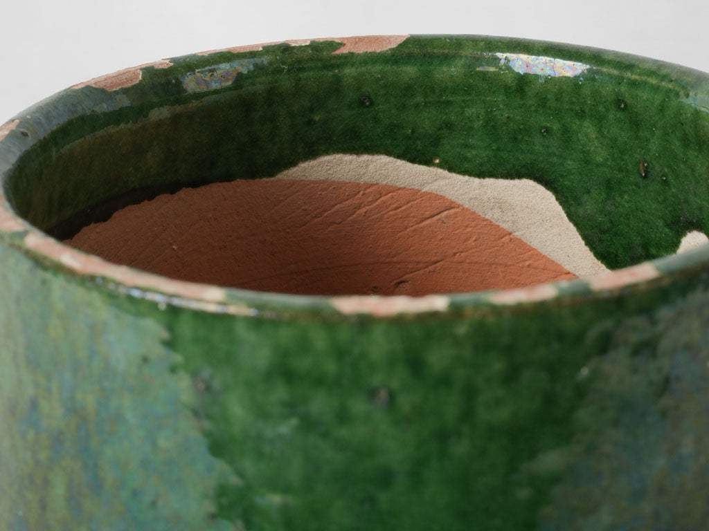 Aged green-glazed French vase