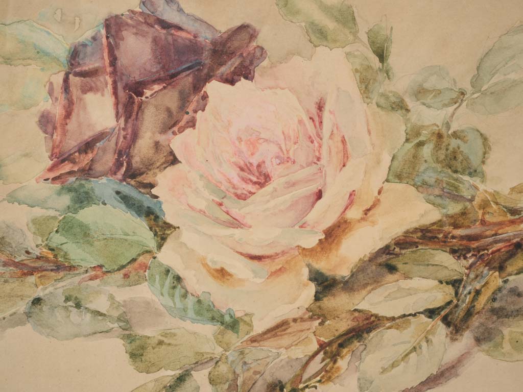 Nostalgic signed antique floral artwork