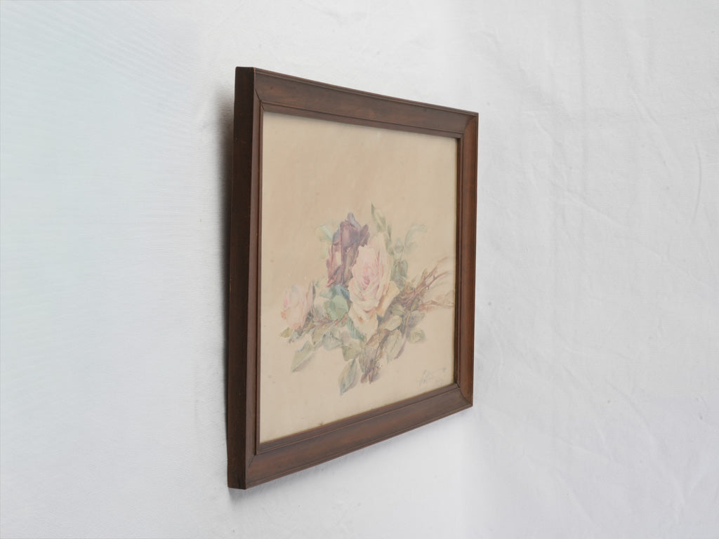 Aged charming watercolor art piece
