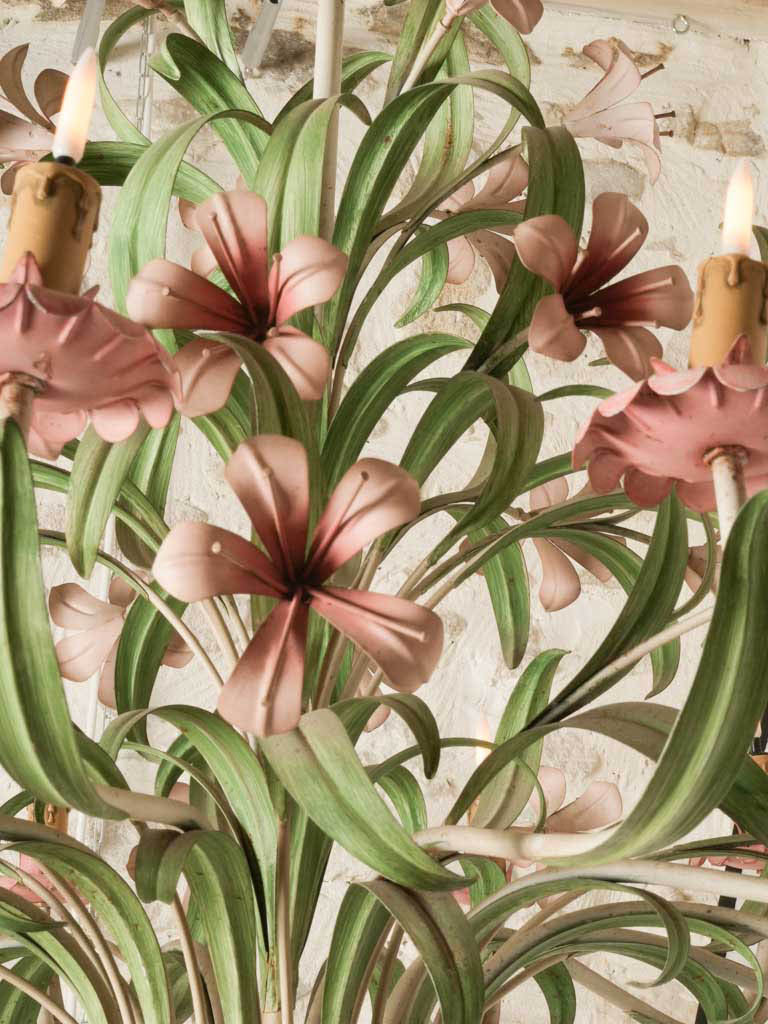 Stylish aged metal floral chandelier