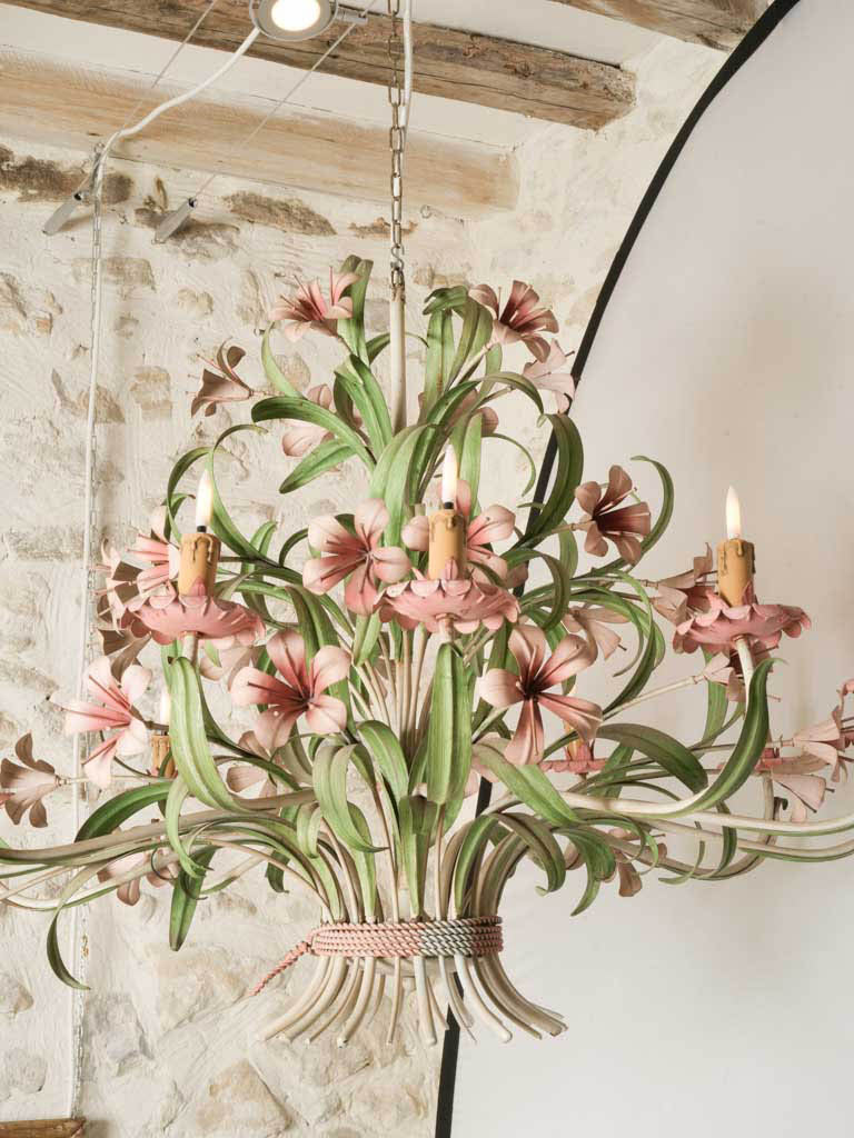Botanical themed French vintage chandelier