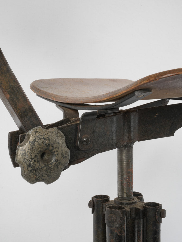Robust aged metal industrial chair