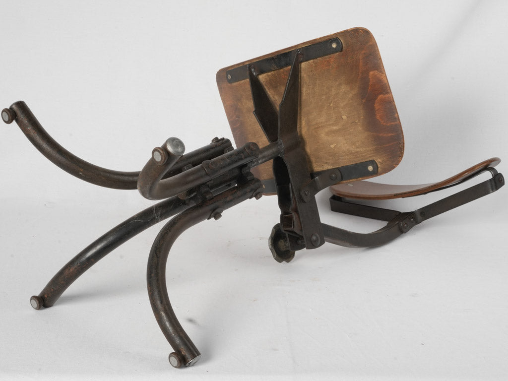 Industrial patina-finished French wooden chair
