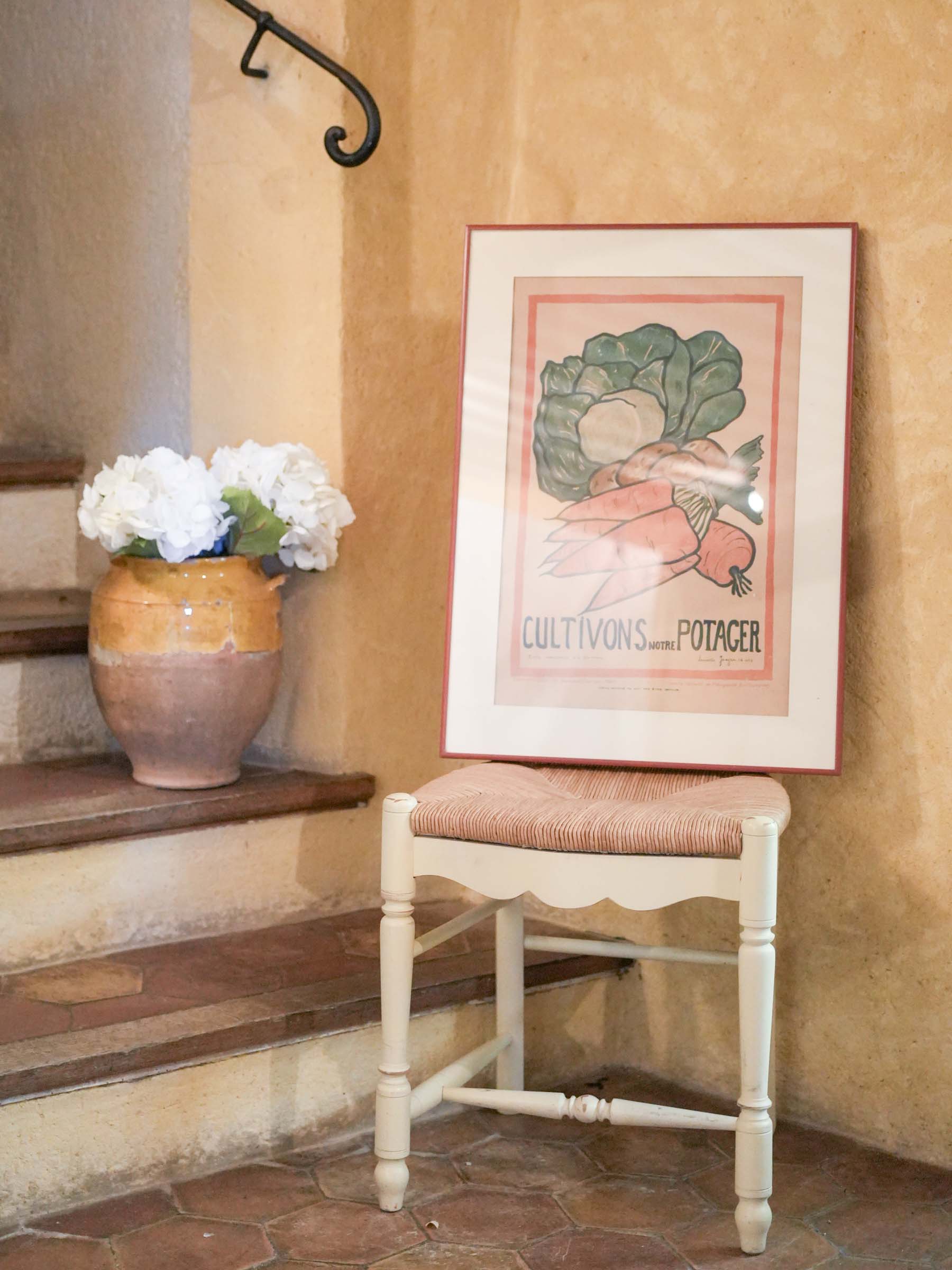 Framed French WWI School Poster with Vegetable Garden Design 26½" x 19¼"