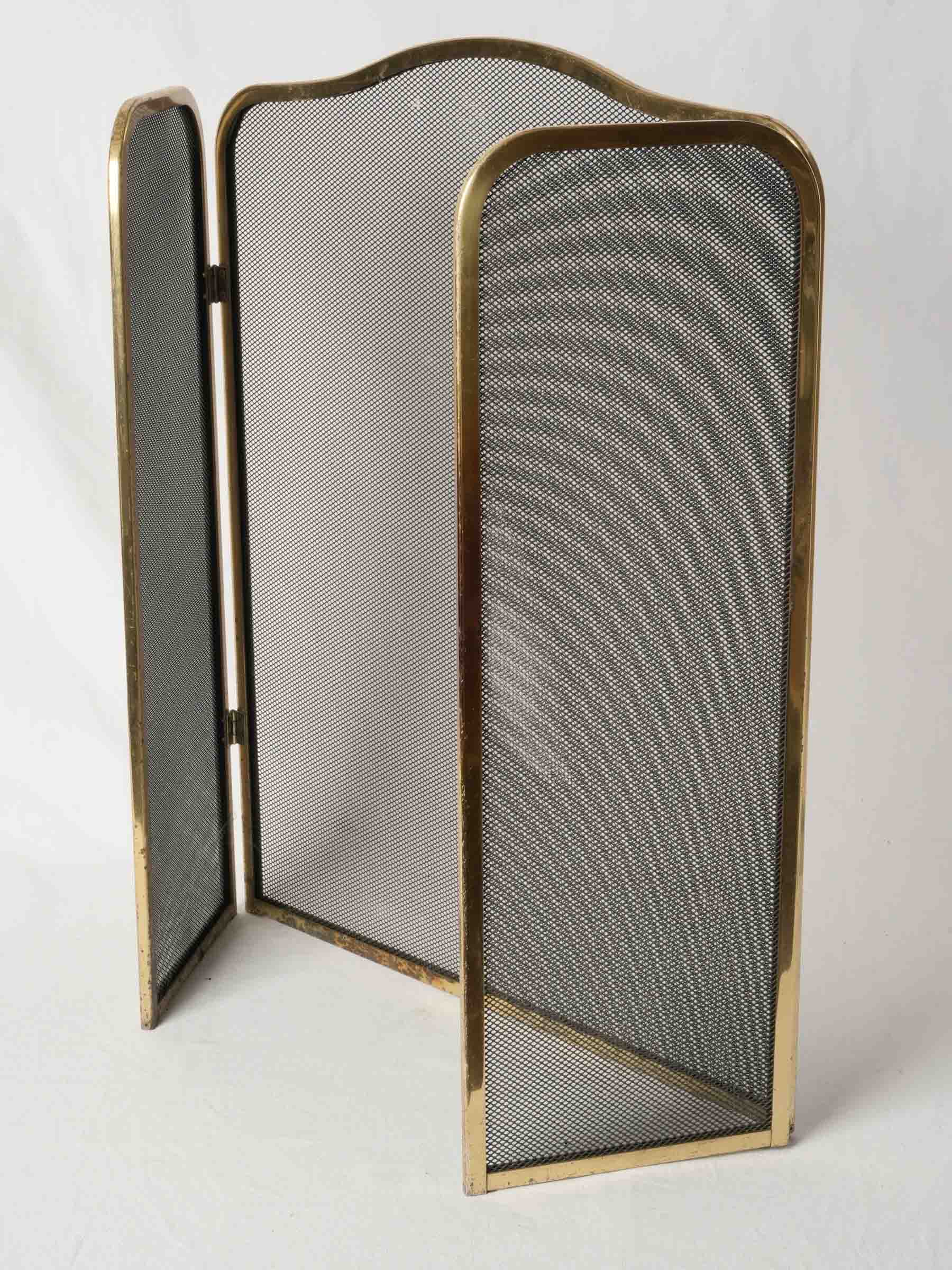 Vintage French Brass Fireplace Screen from Chanteduc