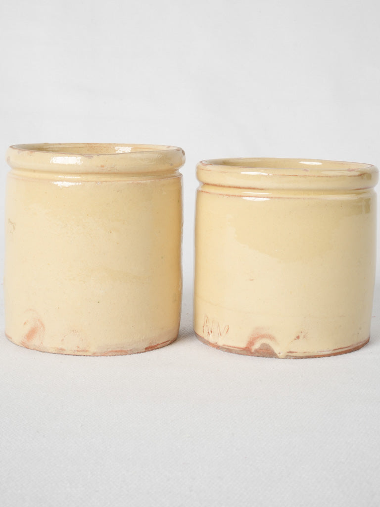 Quaint old-fashioned salt and jam pots