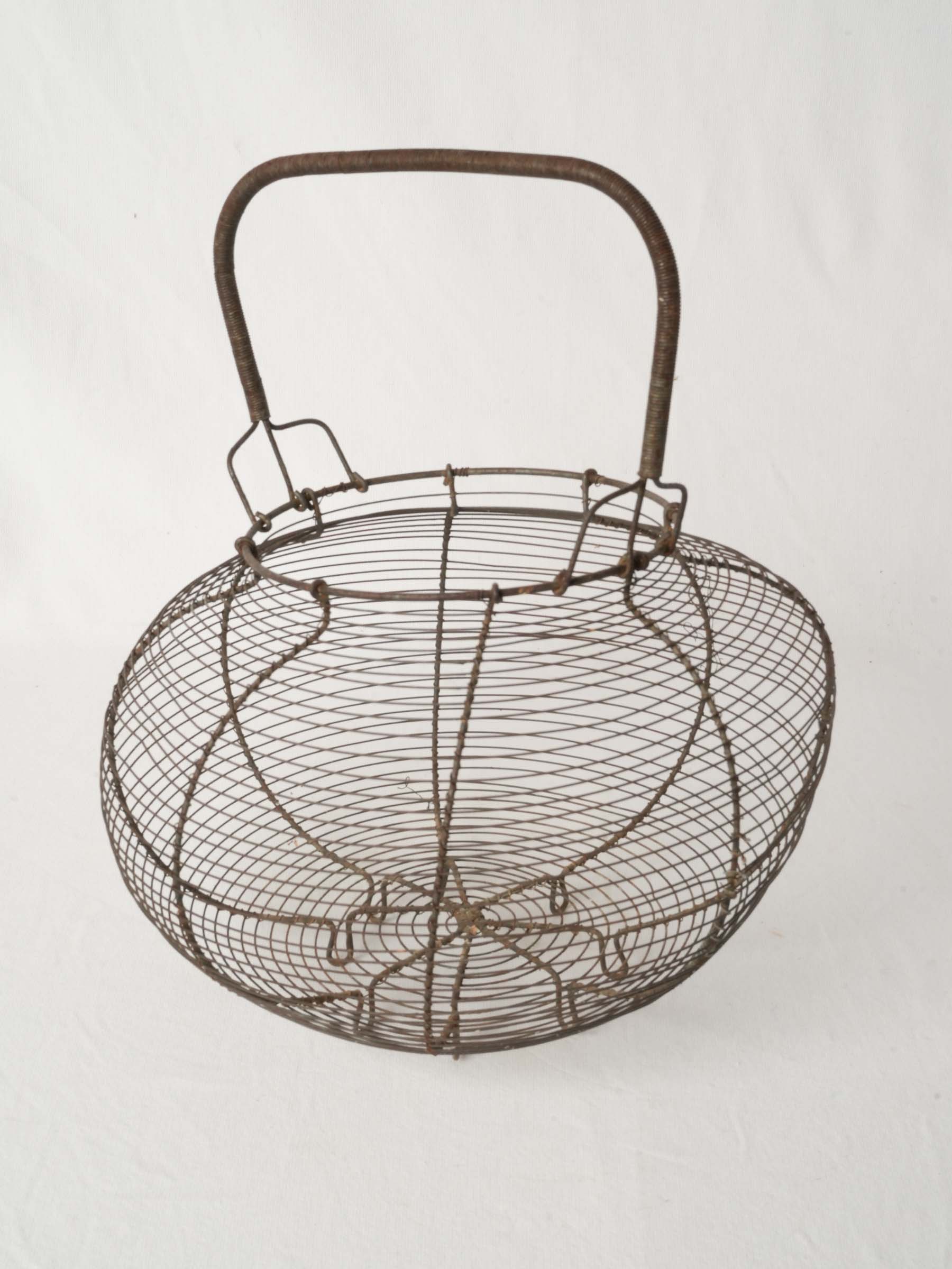 Antique French Wire Salad Basket w/ Swing Handle