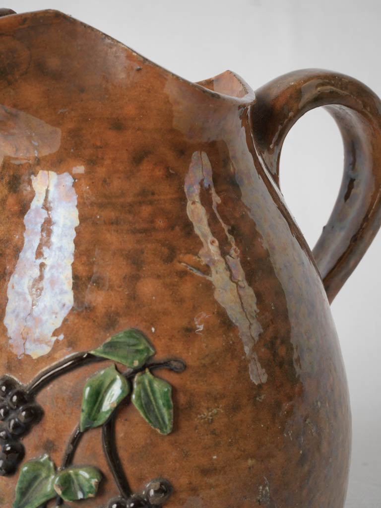 Antique Savoyard French mountain floral pitcher
