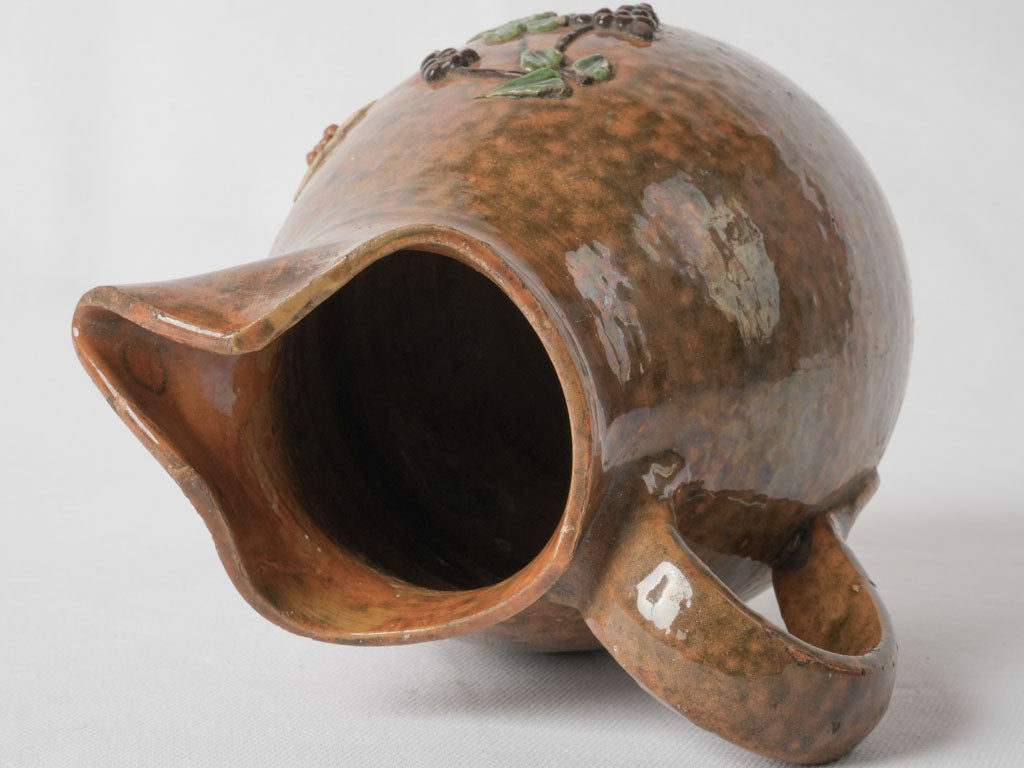 Aged Isère vintage glazed ceramic pitcher
