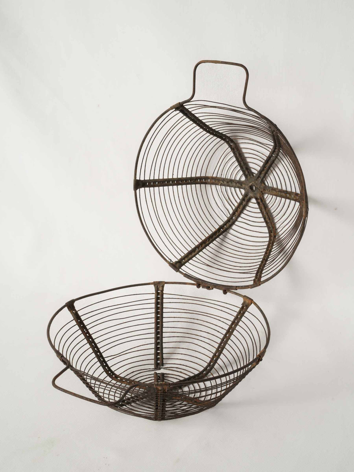Antique French Wire Salad Rinsing Basket with Handle