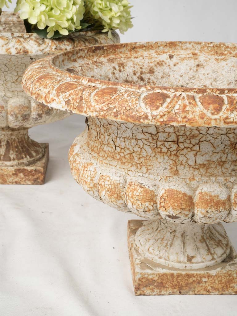 Antique crackled patina iron planters