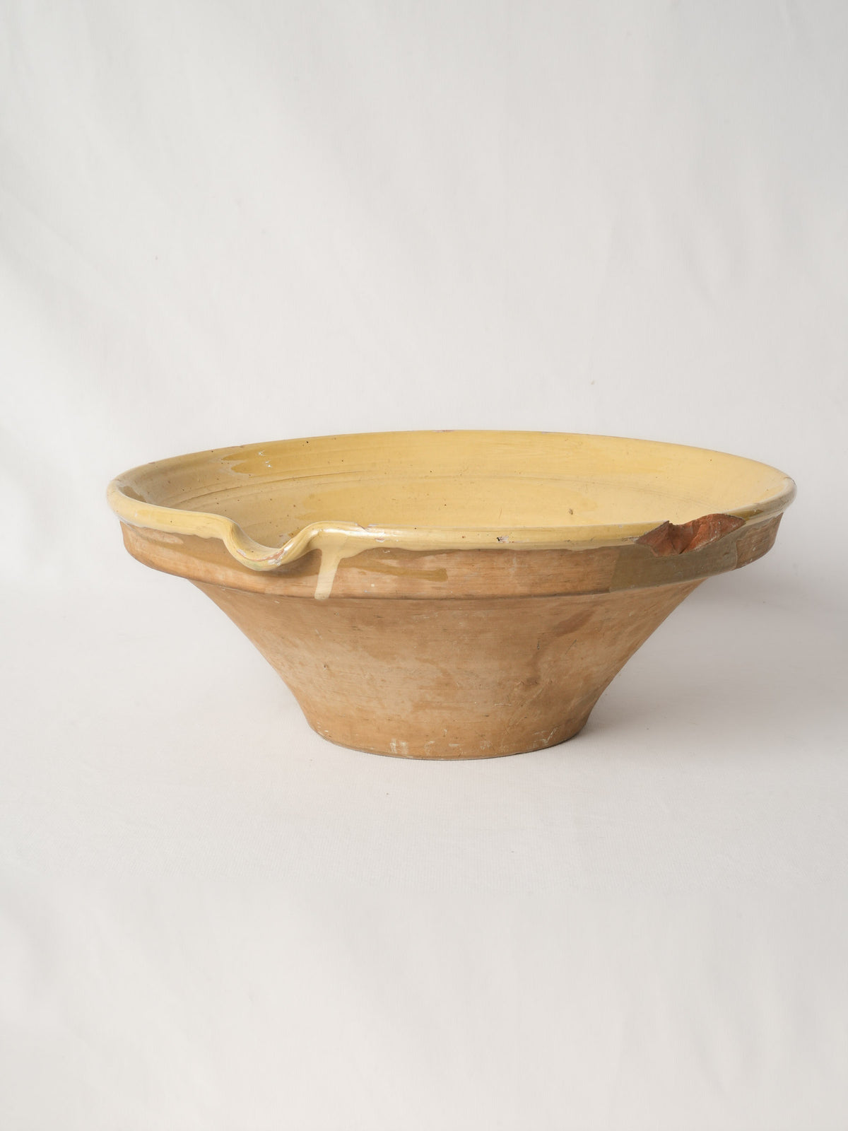 Large 19th Century French Terracotta Tian Bowl w/ Honey Glaze 16½"