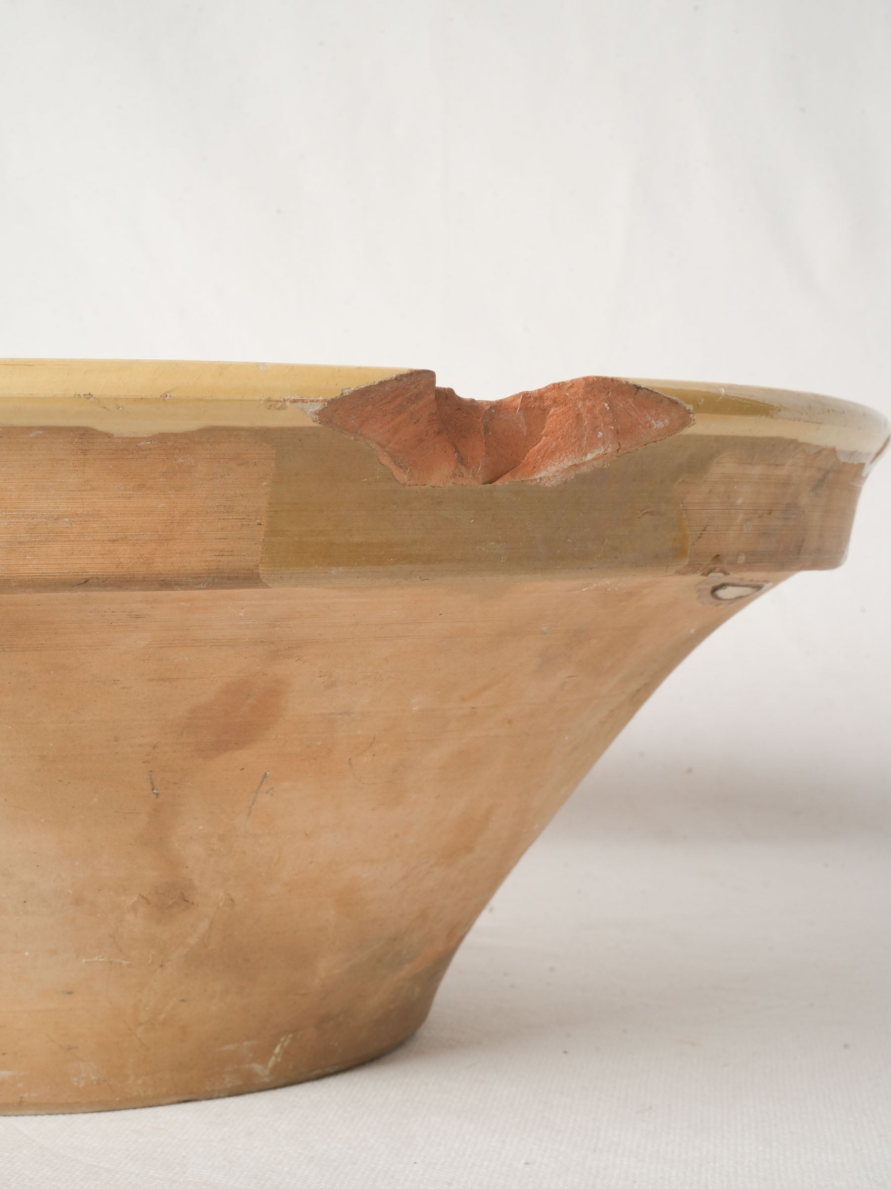 Large 19th Century French Terracotta Tian Bowl w/ Honey Glaze 16½"
